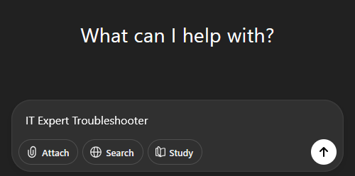 ChatGPT prompt interface with the following prompt: "IT Expert Troubleshoter"